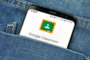 Montreal, Kanada - 4 Ekim 2018: Google sınıf s8 ekranda. Hizmet okullar için geliştirilen bir ücretsiz web araçtır. Google internet hizmetleri çeşitli sağlayan bir teknoloji şirketidir.