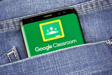 Montreal, Kanada - 4 Ekim 2018: Google sınıf s8 ekranda. Hizmet okullar için geliştirilen bir ücretsiz web araçtır. Google internet hizmetleri çeşitli sağlayan bir teknoloji şirketidir.