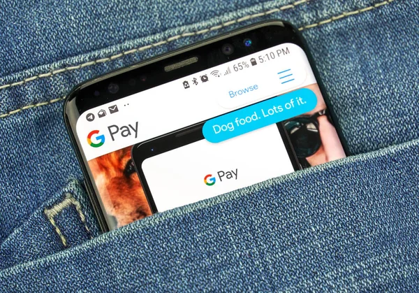 Montreal Canada Outubro 2018 Google Pay App Screen Pay Uma — Fotografia de Stock