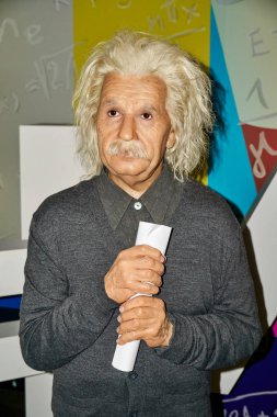 Montreal, Kanada - 23 Eylül 2018: Albert Einstein, Ünlü fizikçi kim kim geliştirilen görelilik teorisi. Balmumu Müzesi Grevin Montreal, Quebec, Kanada
