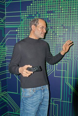 Montreal, Kanada - 23 Eylül 2018: Steven Paul Jobs, bir Amerikan iş patronu ve yatırımcı. Balmumu Müzesi Grevin Montreal, Quebec, Kanada