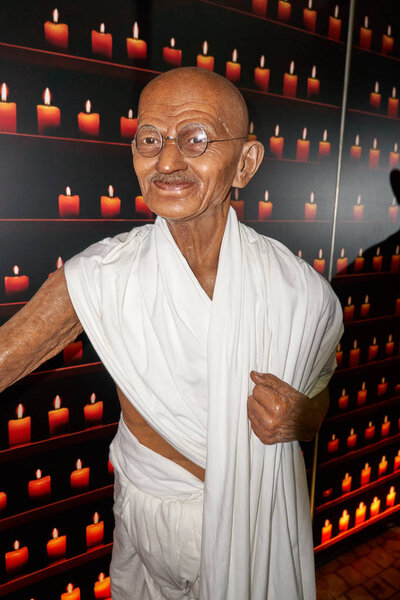 MONTREAL, CANADA - SEPTEMBER 23, 2018: Mahatma Gandhi, leader and indian activist. Wax museum Grevin in Montreal, Quebec Canada