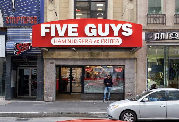 Montreal Canada October 2018 Five Guys Street Entrance Logo Five — Stock Photo, Image
