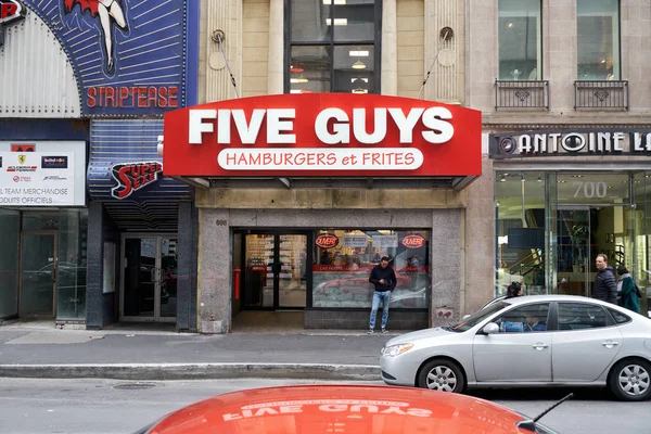 Montreal Canada October 2018 Five Guys Street Entrance Logo Five — Stock Photo, Image