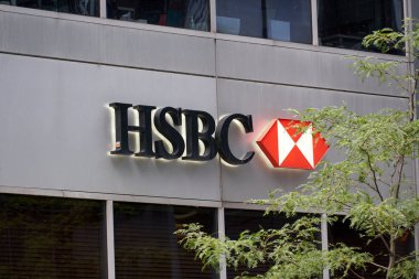 Montreal, Kanada - 4 Ekim 2018: Montreal, Kanada'da Hsbc bank. HSBC bir İngiliz çok uluslu bankacılık ve finansal hizmetler şirketi olduğunu