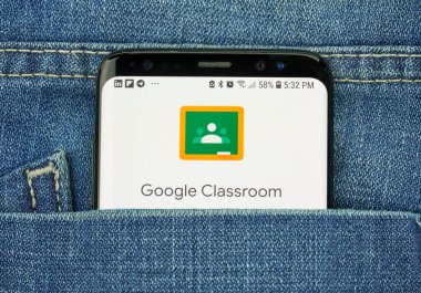 Montreal, Kanada - 4 Ekim 2018: Google sınıf s8 ekranda. Hizmet okullar için geliştirilen bir ücretsiz web araçtır. Google internet hizmetleri çeşitli sağlayan bir teknoloji şirketidir.