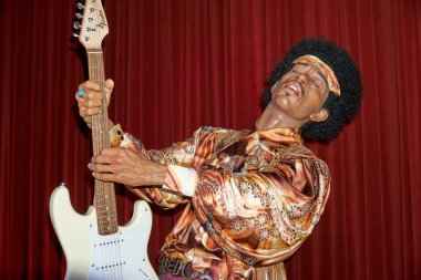 MONTREAL, CANADA - SEPTEMBER 23, 2018: James Marshall Hendrix, an American songwriter, singer, and rock guitarist. Wax museum Grevin in Montreal, Quebec Canada