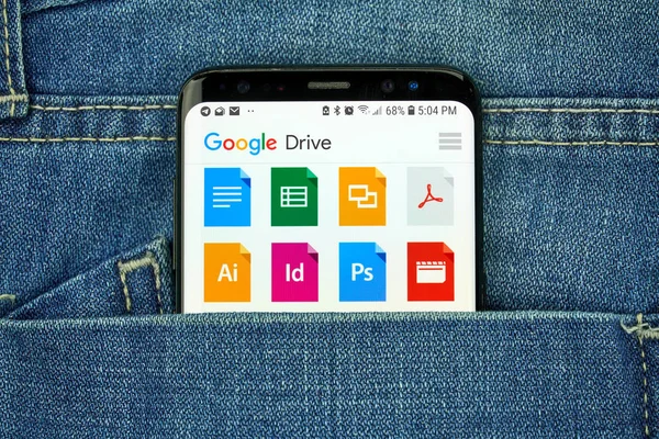 Μόντρεαλ Καναδάς Οκτωβρίου 2018 Εφαρμογή Google Drive Στην Οθόνη Google — Φωτογραφία Αρχείου