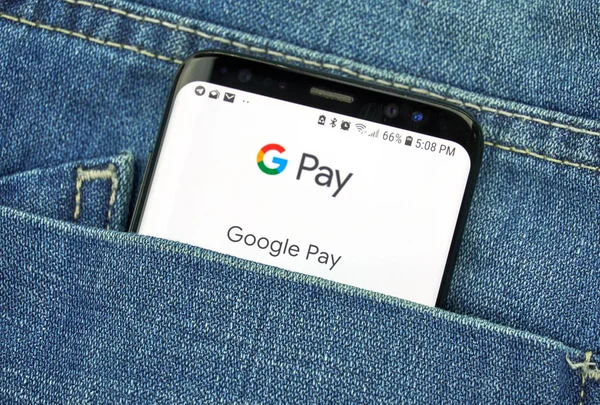 Μόντρεαλ Καναδάς Οκτωβρίου 2018 Google Pay App Στην Οθόνη Πληρώστε — Φωτογραφία Αρχείου