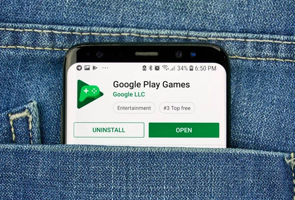 Montreal Canada Ottobre 2018 Google Play Games Servizio Gioco Online — Foto Stock