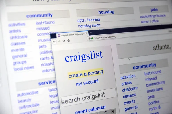 Монреаль Канада Декабря 2018 Года Главная Страница Craigslist Atlanta Feligslist — стоковое фото