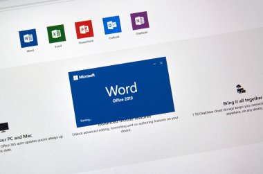 Montreal, Kanada - 10 Ocak 2019: Microsoft Office Word 2019 uygulama Microsoft Office 2019 yeni Microsoft Office, Office 2016 başarılı bir üretkenlik paketi sürümüdür