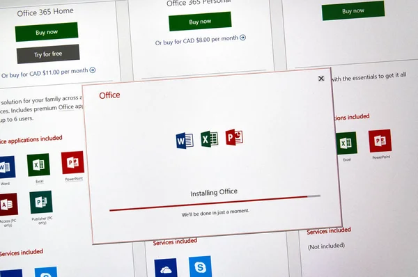 Montreal Kanada Január 2019 Microsoft Office 2019 Alkalmazások Telepítését Microsoft — Stock Fotó