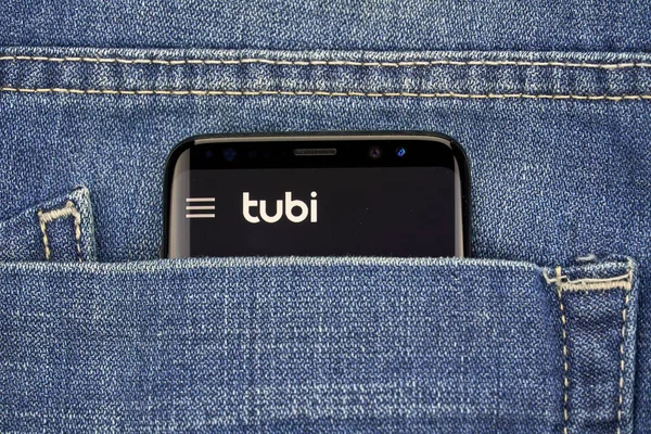 Монреаль Канада Декабря 2018 Года Приложение Андроида Tubi Экране Samsung — стоковое фото