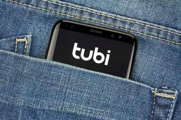 Монреаль Канада Декабря 2018 Года Приложение Андроида Tubi Экране Samsung — стоковое фото