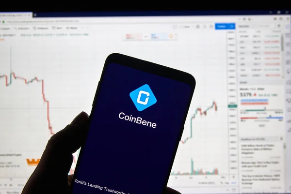 Coinbene cryptocurrency exchange logo — Stock Photo, Image