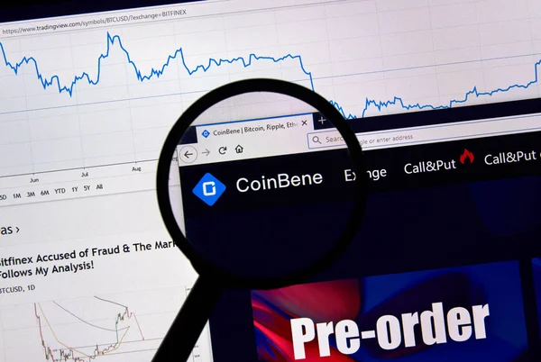 Coinbene cryptocurrency exchange site — Stock Photo, Image