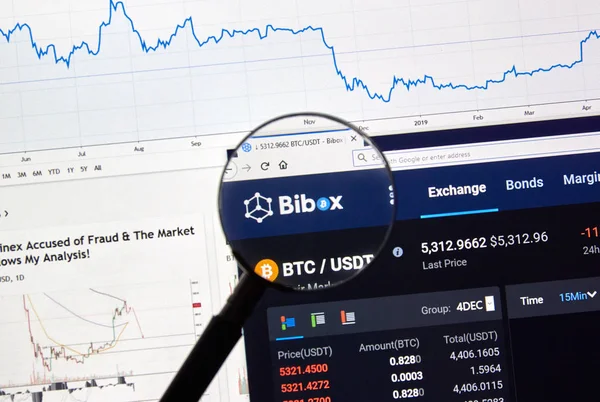 Bibox cryptocurrency exchange site — Stock Photo, Image