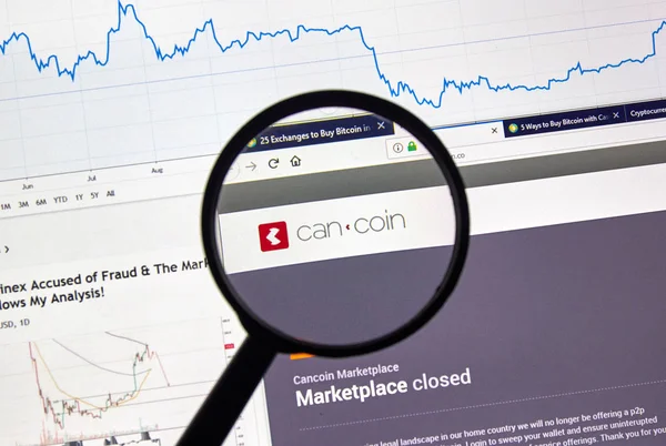 CanCoin cryptocurrency exchange site — Stock fotografie