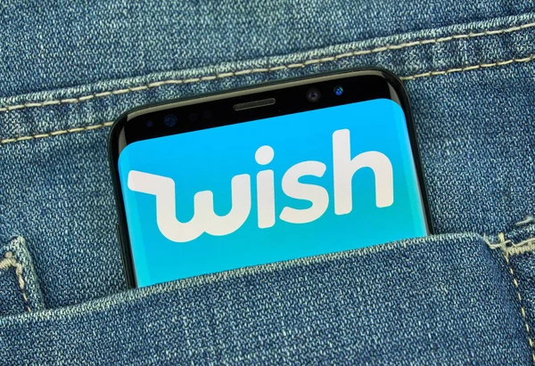 Wish mobile app di Samsung s8 . — Stok Foto