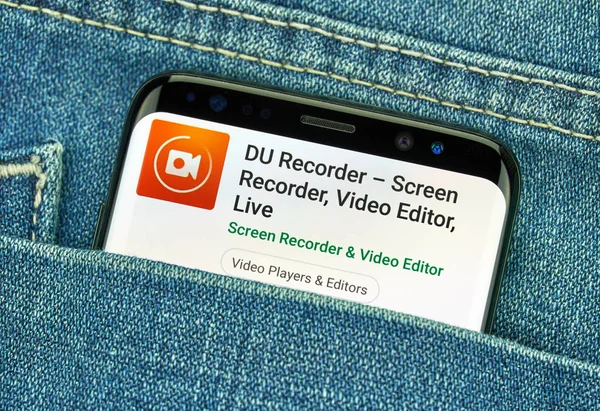 DU registratore app mobile su Samsung s8 . — Foto Stock