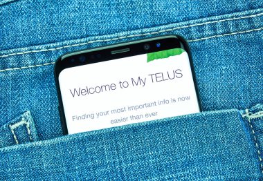 Samsung s8'de Telus mobil uygulaması.