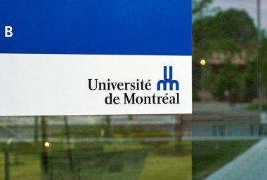 Montreal, Canada - June 6, 2020: Entrance and logo of Universite de Montreal. The Universite de Montreal is a French-language public research university in Montreal, Quebec, Canada.