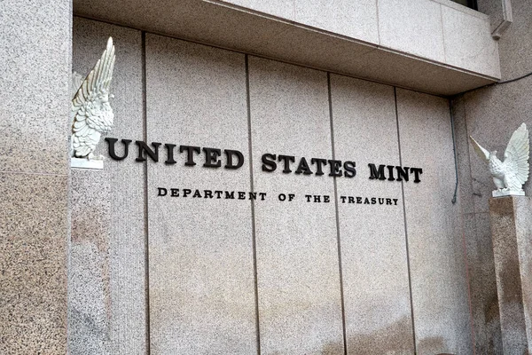 Philadelphia Eua Dezembro 2019 United States Mint Logo Building Casa — Fotografia de Stock