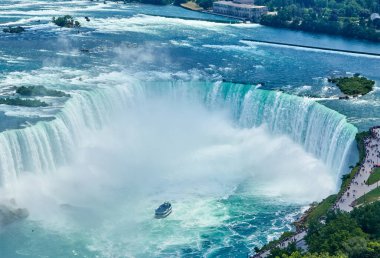 Güzel Niagara Şelalesi yaz aylarında açık güneşli bir günde, Kanada tarafından görünümü. Niagara Şelalesi, Ontario, Kanada