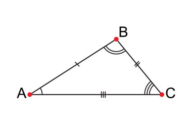 Beyaz arka planda izole kalın ölçekli üçgen Abc. Vektör çizimi.