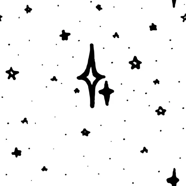 Beyaz zemin üzerinde izole el çizilmiş hipster yıldız ile dikişsiz desen. Vektör.