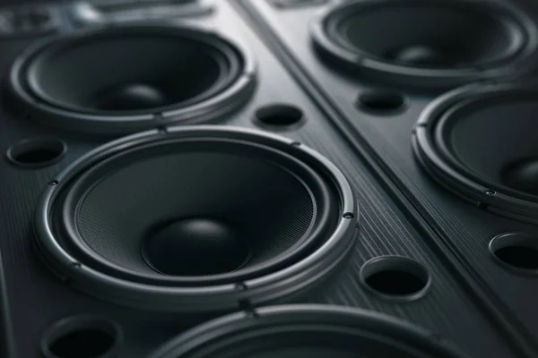 Multimedia Acoustic Sound Speaker System Music Close Black Background Illustration — Stock Photo, Image