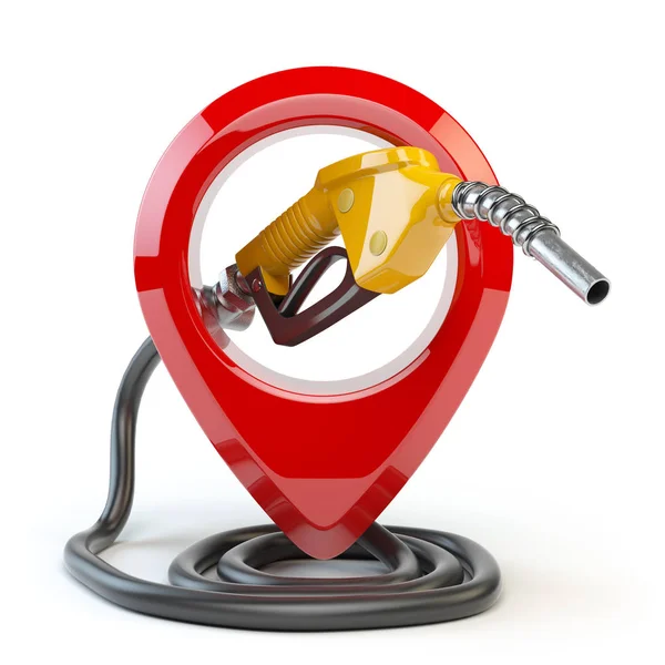 Gas Station Icon Isolated White Background Pin Gas Nozzle Illustration — Stock Photo, Image