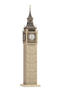 Ben kulenin Londra ve İngiltere izole mimari sembolü beyaz arka plan üzerinde. 3D çizim