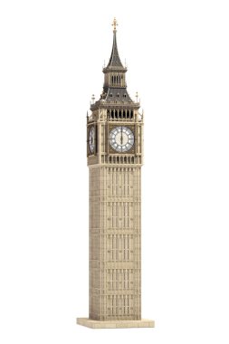 Big Ben Tower the architectural symbol of London, England and Great Britain Isolated on white background. 3d illustration clipart