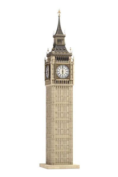 Биг Бен Башня Архитектурный Символ Лондона Англии Великобритании Изолированы Белом — стоковое фото