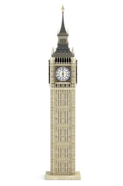 Big Ben Tower the architectural symbol of London, England and Great Britain Isolated on white background. 3d illustration clipart