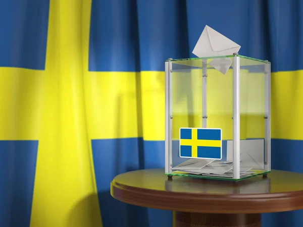 Ballot Box Flag Sweden Voting Papers Swedish Presidential Parliamentary Election — Stock Photo, Image