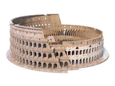 Colosseum, Coliseum üzerinde beyaz izole. Roma ve İtalya, 3d çizim sembolü