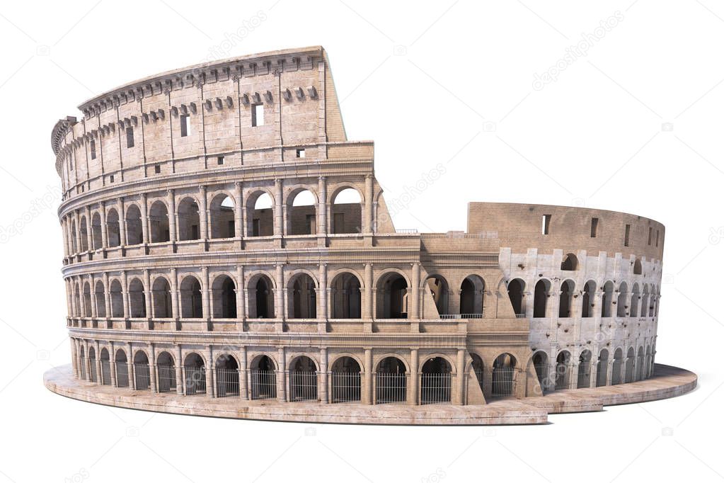 Colosseum, Coliseum isolated on white. Symbol of Rome and Italy, 3d illustration