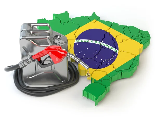 Consumo Produção Gasolina Gasolina Brasil Mapa Brasil Com Bico Jerrycan — Fotografia de Stock