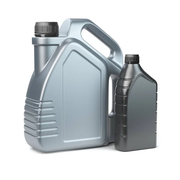 Plastic Canisters Motor Oil White Isolated Background Illustration — Stock Photo, Image
