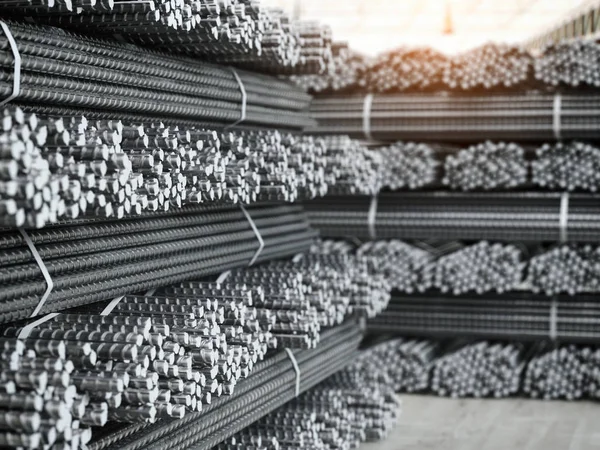 Reinforcement Bars Stacks Metal Products Metallurgical Plant Warehouse Industriall Concept — Stock Photo, Image