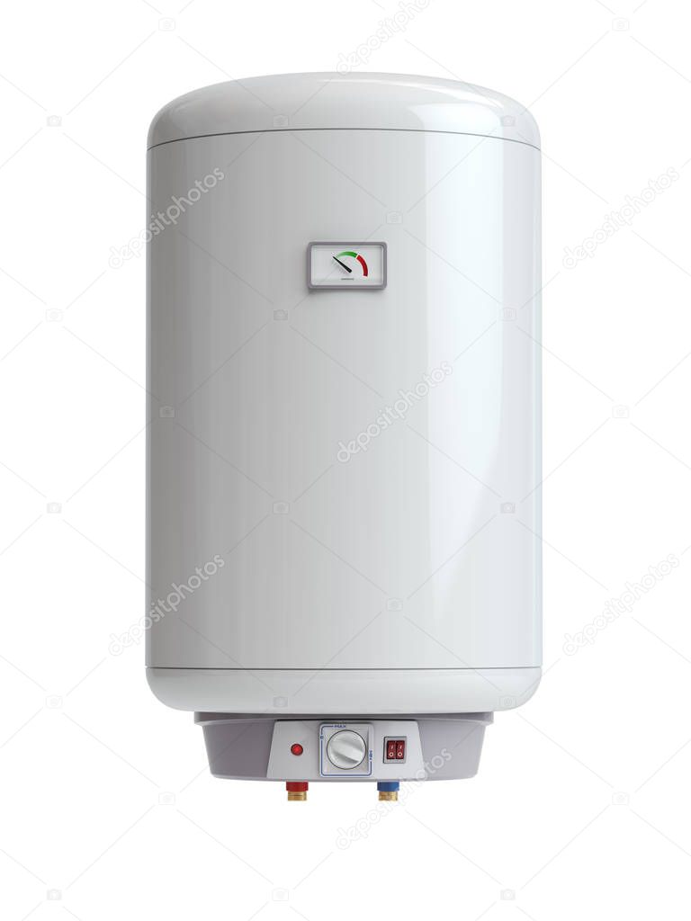 Electric boiler, water heater isolated on white background. 3d illustration