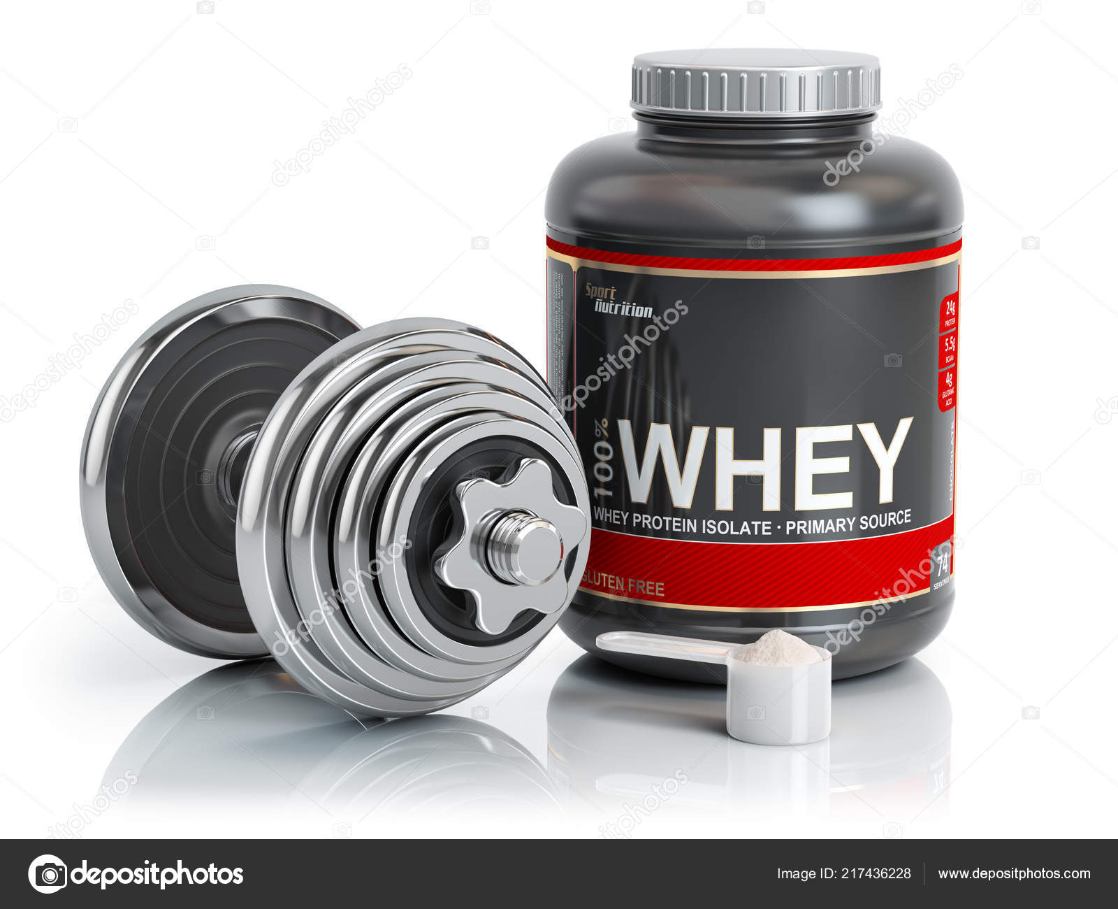 Whey Protein Powder Scoop Dumbbell Bodybuilder Nutrition Supplement