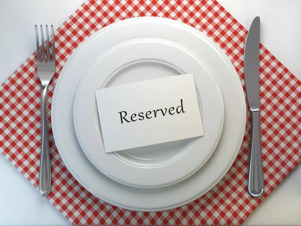 Reserved Card Restaurant Table Setting Top View Mock Illustration — Stock Photo, Image