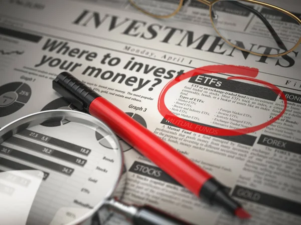 Etf Opzione Migliore Investire Dove Investire Concetto Investmets Giornale Con — Foto Stock