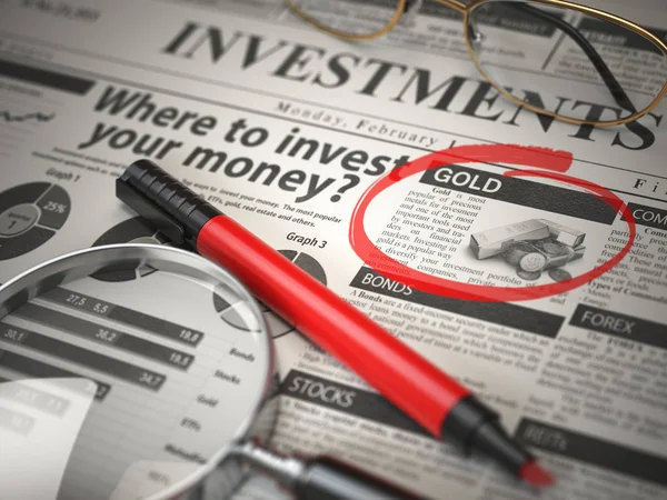 Oro Opzione Migliore Investire Dove Investire Concetto Investmets Giornale Con — Foto Stock