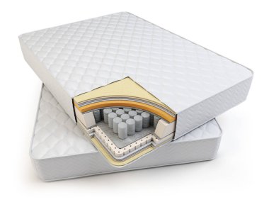 Ortopedik yatak katmanlar ve cep ile yaylar. 3D çizim