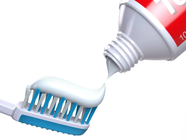 歯ブラシと歯磨き粉のチューブ イラストレーション — ストック写真